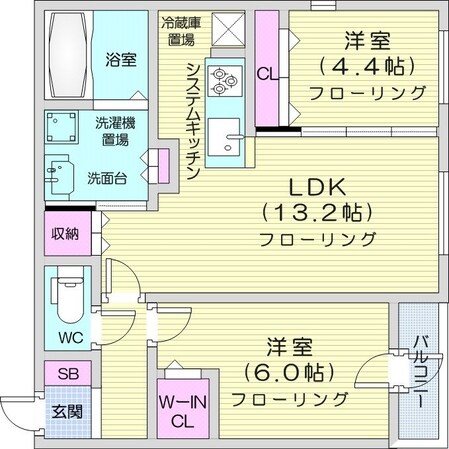 北１２条駅 徒歩3分 6階の物件間取画像